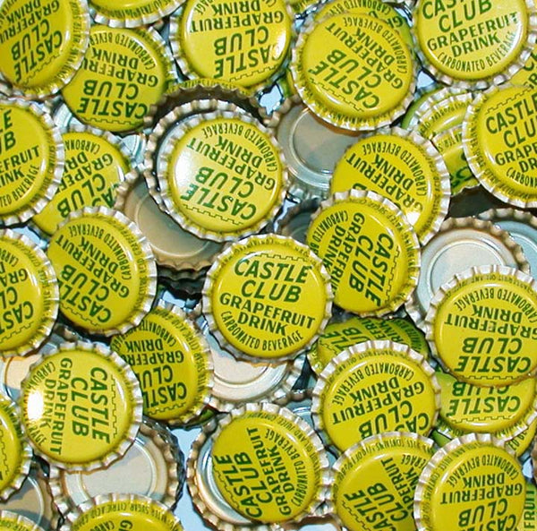 Soda pop bottle caps Lot of 12 CASTLE CLUB GRAPEFRUIT plastic new old stock
