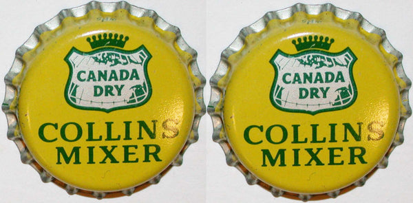 Soda pop bottle caps CANADA DRY COLLINS MIXER Lot of 2 cork lined new old stock