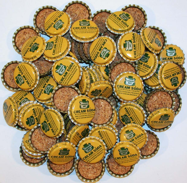 Soda pop bottle caps Lot of 100 CANADA DRY CREAM cork lined unused new old stock