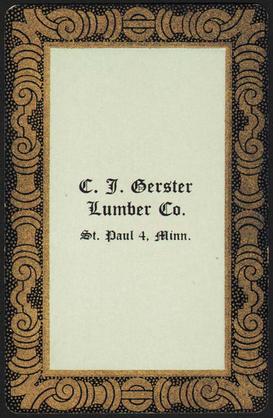 Vintage playing card C J GERSTER LUMBER CO with black border St Paul Minnesota