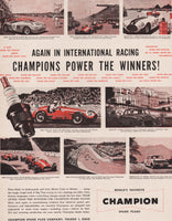 Vintage magazine ad CHAMPION SPARK PLUGS 1954 Grand Prix Le Mans Sebring races
