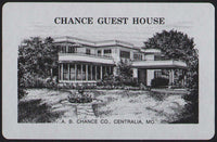 Vintage playing card CHANCE GUEST HOUSE with picture A B Chance Centralia Missouri