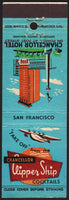Vintage matchbook cover CHANCELLOR HOTEL Clipper Ship San Francisco California