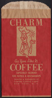 Vintage bag CHARM COFFEE chef pictured New York NY unused new old stock n-mint