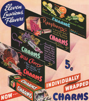 Vintage magazine ad CHARMS candy Newark NJ from 1937 picturing the candies