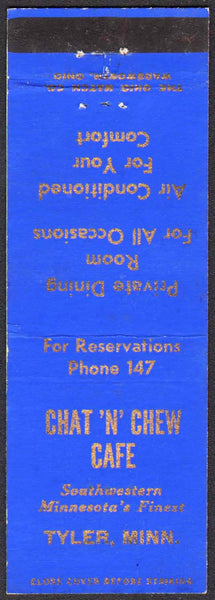 Vintage matchbook cover CHAT N CHEW CAFE Phone 147 from Tyler Minnesota