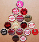 Vintage soda pop bottle caps CHERRY FLAVORS Lot of 17 different new old stock