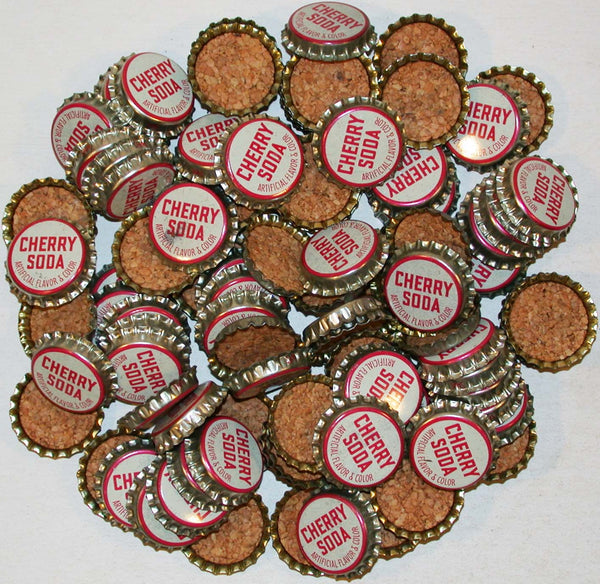 Soda pop bottle caps Lot of 100 CHERRY SODA #2 cork lined unused new old stock