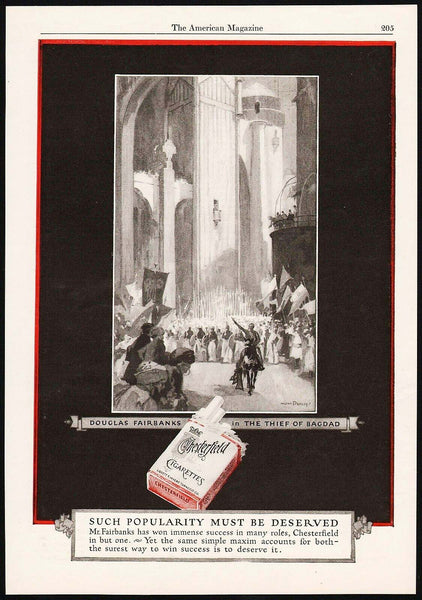 Vintage magazine ad CHESTERFIELD CIGARETTES 1925 Douglas Fairbanks Myron Perley