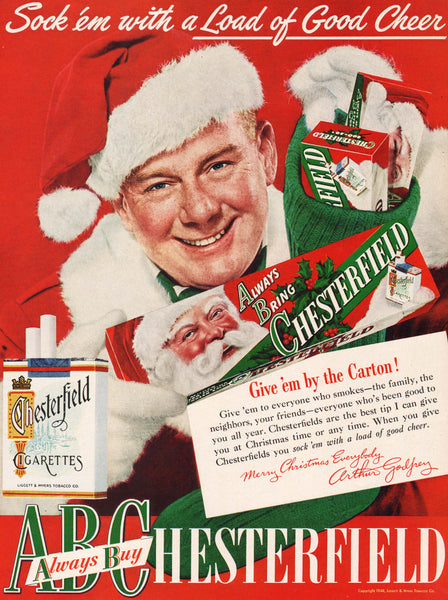Vintage magazine ad CHESTERFIELD CIGARETTES 1948 Arthur Godfrey as Santa Claus