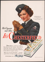 Vintage magazine ad CHESTERFIELD cigarettes from 1942 Joan Bennett in Twin Beds