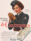 Vintage magazine ad CHESTERFIELD cigarettes from 1942 Joan Bennett in Twin Beds