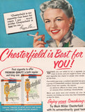 Vintage magazine ad CHESTERFIELD cigarettes from 1953 with Peggy Lee pictured