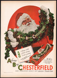 Vintage magazine ad CHESTERFIELD CIGARETTES 1946 Santa holding Christmas garland