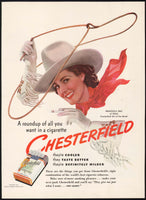 Vintage magazine ad CHESTERFIELD CIGARETTES 1940 picturing Francesca Sims Texas