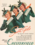Vintage magazine ad CHESTERFIELD CIGARETTES 1940 Chesterfield Girls for March