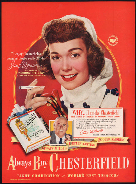 Vintage magazine ad ABC CHESTERFIELD cigarettes 1948 Jane Wyman Johnny Belinda