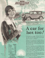 Vintage magazine ad CHEVROLET GM 1927 Fred Mizen artwork of woman and new car