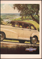 Vintage magazine ad 1946 CHEVROLET AUTOMOBILES George Shepherd art of car two page