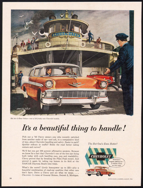 Vintage magazine ad CHEVROLET BEL AIR automobile 1956 Melbourne Brindle artwork