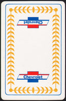 Vintage playing card CHEVROLET picturing the bow tie logo in red white and blue