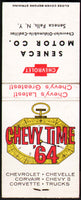 Vintage full matchbook CHEVROLET Chevy Time 64 Seneca Motor Co Seneca Falls NY
