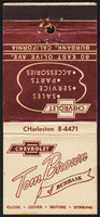 Vintage matchbook cover CHEVROLET bow tie logo Tom Brown of Burbank California