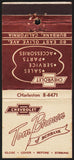 Vintage matchbook cover CHEVROLET bow tie logo Tom Brown of Burbank California