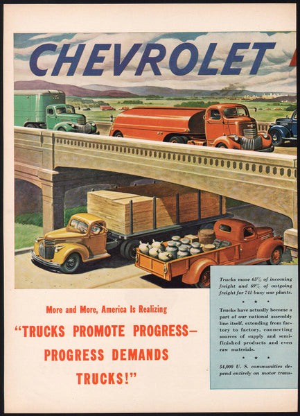 Vintage magazine ad CHEVROLET TRUCKS 1945 General Motors Flucke Nixon two page