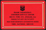 Vintage playing card CHEVRON gas oil Frank Thompsons Service Spokane Washington