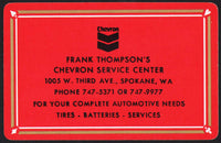 Vintage playing card CHEVRON gas oil Frank Thompsons Service Spokane Washington