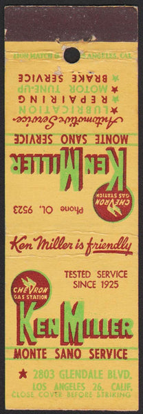 Vintage matchbook cover CHEVRON gas and oil Ken Miller Los Angeles California