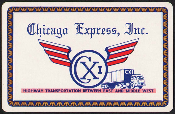 Vintage playing card CHICAGO EXPRESS CXI Transportation picturing their truck