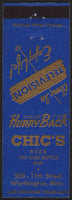 Vintage matchbook cover CHICS Beer Tap Bottle Pop from Worthington Minnesota