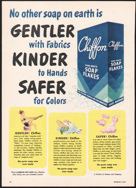 Vintage magazine ad CHIFFON PURE WHITE SOAP FLAKES 1948 for laundry and dishes