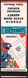 Vintage matchbook cover CHOKIO STATE BANK AGENCY policeman pictured Minnesota