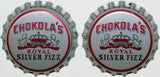 Soda pop bottle caps Lot of 100 CHOKOLAS ROYAL SILVER FIZZ unused new old stock