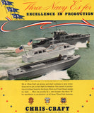 Vintage magazine ad CHRIS CRAFT MOTOR BOATS 1942 Three Navy Es for excellence