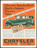 Vintage magazine ad CHRYSLER from 1927 picturing a green 52 Sedan automobile