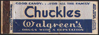 Vintage matchbook cover CHUCKLES candy full length Walgreens Diamond Quality