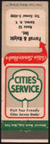 Vintage matchbook cover CITIES SERVICE gas oil Farrell Haight Carmel New York