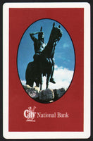 Vintage playing card CITY NATIONAL BANK brown The Scout pic Kansas City Missouri