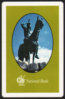 Vintage playing card CITY NATIONAL BANK green The Scout pic Kansas City Missouri