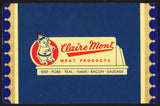 Vintage playing card CLAIRE MONT MEAT PRODUCTS pig pictured Eau Claire Wisconsin