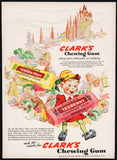 Vintage magazine ad CLARKS CHEWING GUM from 1943 elves pictured Clarkson artwork