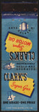 Vintage matchbook cover CLARKS SUPER GAS Super Motor Oil Iowa Wisconsin Minn ILL