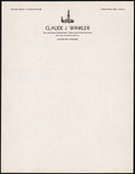 Vintage letterhead CLAUDE J WINKLER Oil Gas Producer oil derrick Chanute Kansas