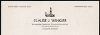 Vintage letterhead CLAUDE J WINKLER Oil Gas Producer oil derrick Chanute Kansas