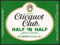 Vintage soda pop bottle label CLICQUOT CLUB HALF 'N HALF eskimo pictured Millis Mass