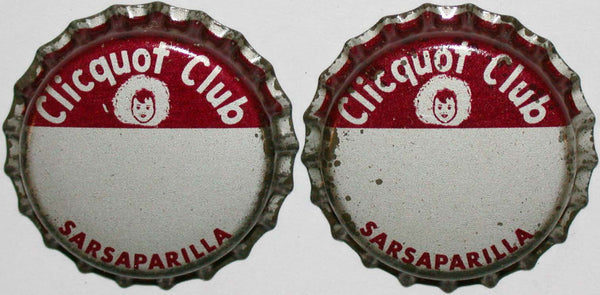 Soda pop bottle caps CLICQUOT CLUB SARSAPARILLA Lot of 2 cork new old stock